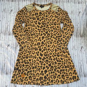 Simply Southern Womens Sequin Leopard Print Dress Size Small S Long Sleeve